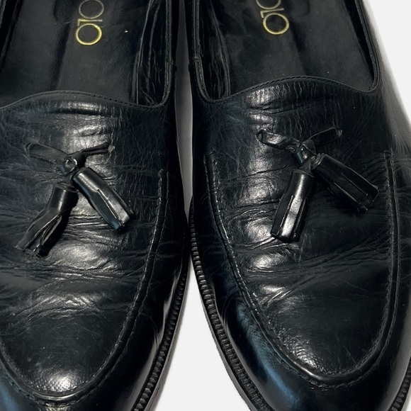 Vito Rufolo Black Loafers Italian Leather Tassled Slip On Mens size 11.5 main image 3